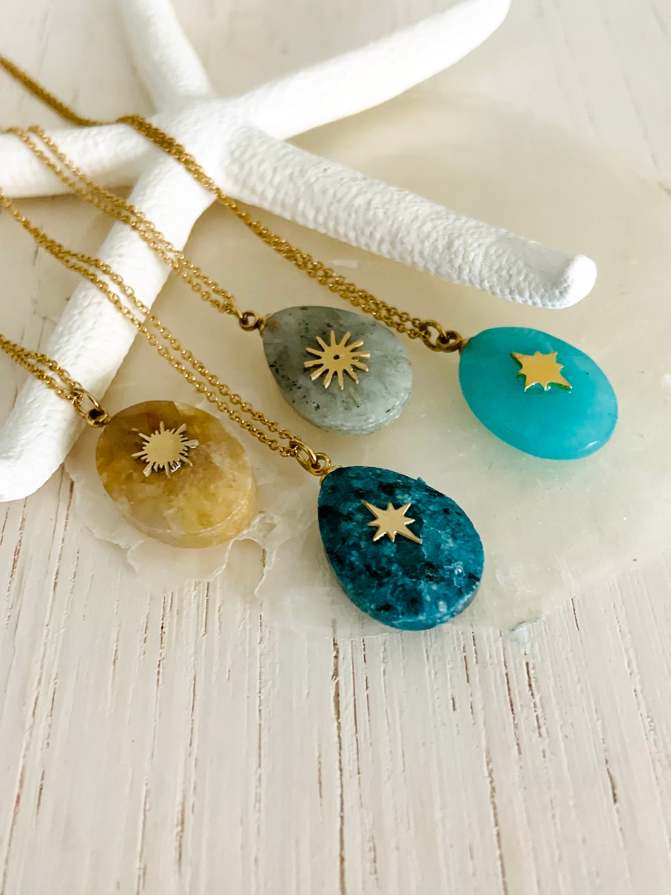 新品同様]K18ゴールド金天然マルチ半貴石誕生石ペンダントネックレス  