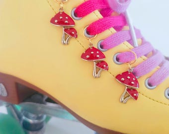 Gold Plated Mushroom Roller Skate Charm/Roller Skate Accessories/Shoelace Charm/Shoe Charm