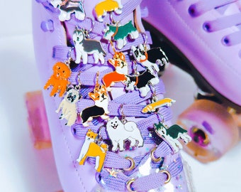 Gold & Silver Plated Dog Roller Skate Charm/Roller Skate Accessories/Shoelace Charm