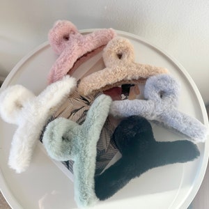 Large Fuzzy Hair Claw Plush Hair Claw Clips Cute Hair Claws - Etsy
