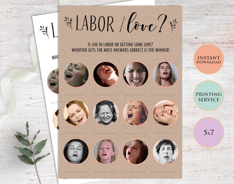 Labor or Love Baby Shower Game Printable Template Fun Guessing Etsy