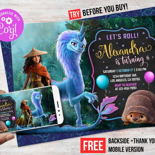 Raya and the Last Dragon Invitation Raya Invitation Raya Etsy