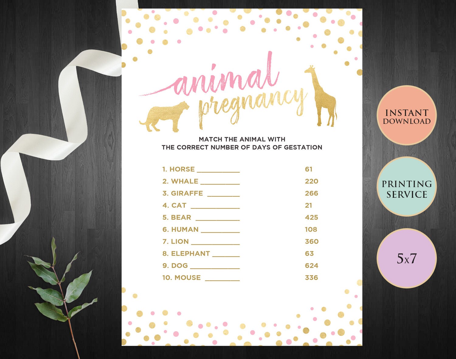 Animal Pregnancy Baby Shower Game Printable Template Adult - Etsy Finland