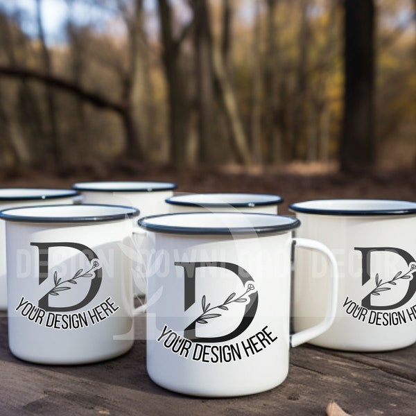 Enamel Camping Mug Mockup Front and back View Enamel Mug Mockup Mug Grouping Camping Mug Mockup white and Black Enamel Mug Mockup POD Mug