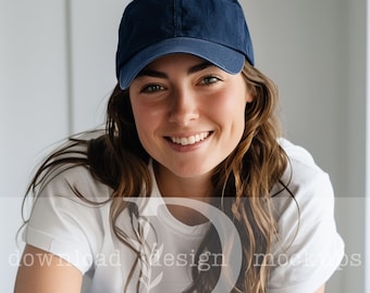 Otto Ball Cap Mockup for Baseball Caps Navy Blue Baseball Cap Mockup Navy Ball Cap Mockups for Hats, Low Profile Cap Mockups Women&#39;s Hats