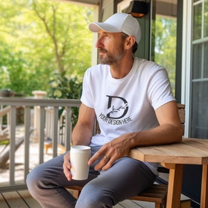 White Gildan 5000 Father Man Mockup Gildan 5000 White Manly Mock Male Mockup Digital Jpeg Man Mockups of Dad Mocks Gildan TShirt Lifestyle