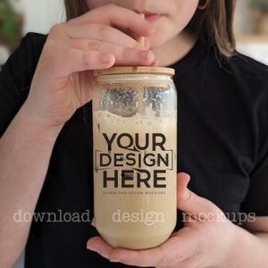 16oz Glass Can Mockup, Clear Glass Beer Can Mock-up, Libbey Glass Mockup, Boho Glass Can Mock up, Product Mockup, Glass Tumbler Mockup
