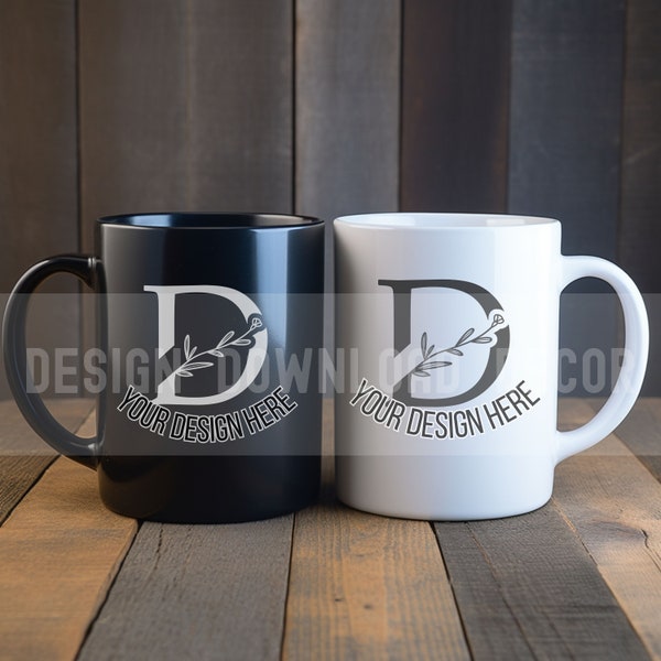 Ceramic Mug Mockups White Mug Mockup Black Mug Mockup Two Views Mugs Mockup Collection Black and White Combo Mug Mockup Black and White