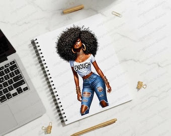 Afro Queen "Enough" Empowerment PNG, Design a sublimazione (DOWNLOAD DIGITALE)