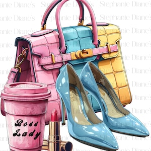 Blue Boss Lady sublimation, Cartoon Style Clipart, Boss Lady Collection, Fashion Clipart, Instant Download, Boss Lady, Fashion, PNG, Blue