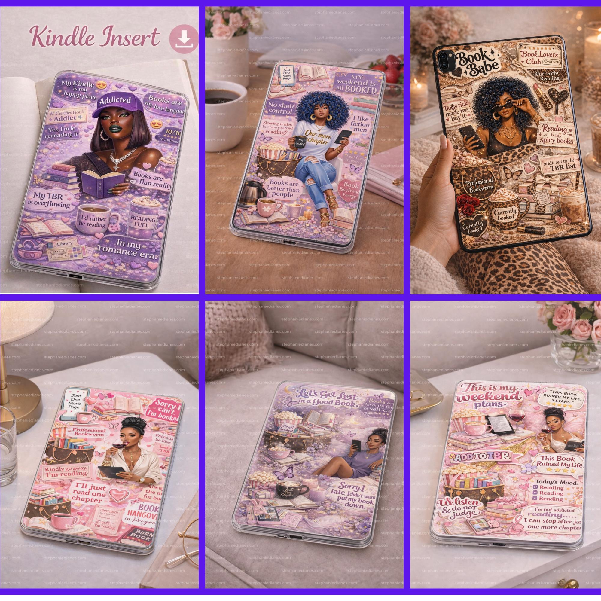 Black Girl Kindle Inserts Bundle for All Kindle Sizes, Book Lover ...