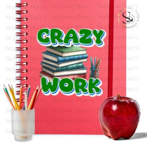 Crazy Work Teacher PNG – leuke klaslokaal clipart voor planners, digitale tijdschriften, beloningsgrafieken, afdrukbare leraar graphics, Instant Download