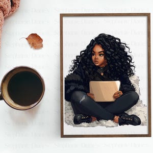PNG Fashion Girl Sublimation Clipart,Girl Boss,Clipart, Boss Lady PNG Black Girl, Crafts, Journals, Cards, Curly Hair, PNG, Instant Download