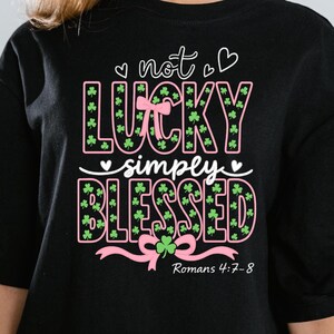 Not Lucky Simply Blessed PNG, St. Patrick’s Day Coquette PNG, Retro Shamrock Sublimation, Cute St Patty&#39;s Day PNG, Pastel Clover Png