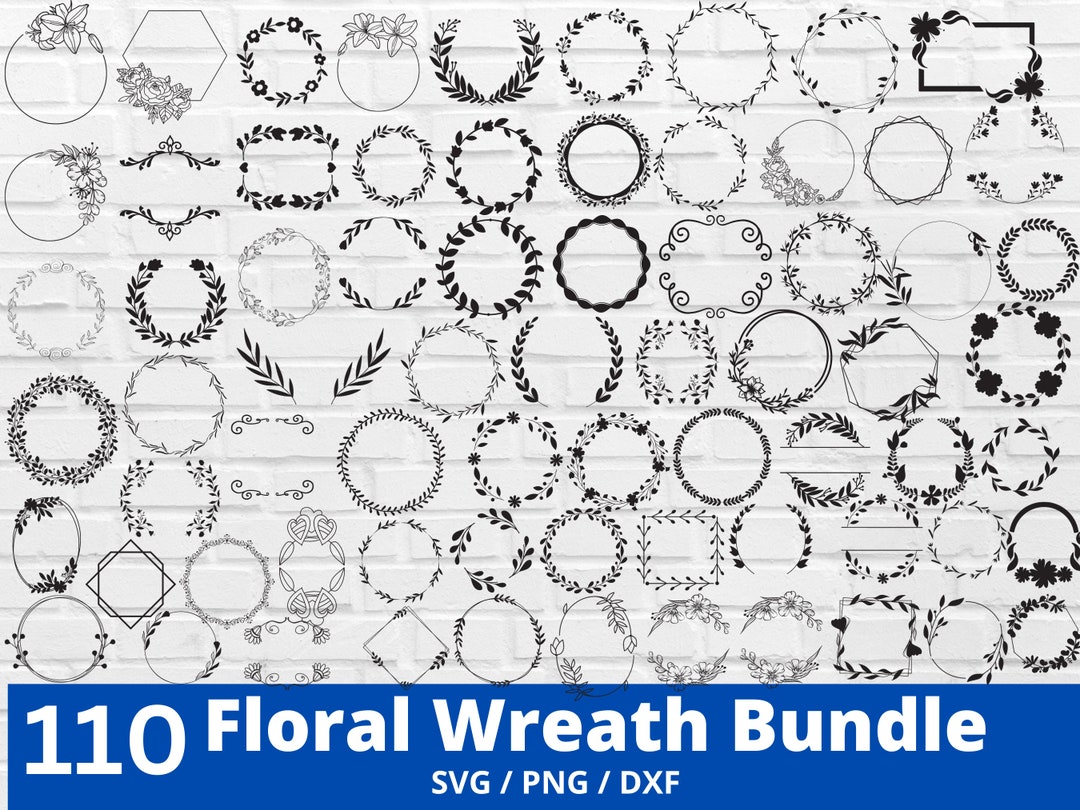Wreath SVG Bundle, Floral Wreath SVG, Laurel Wreath Frame SVG, Wedding ...
