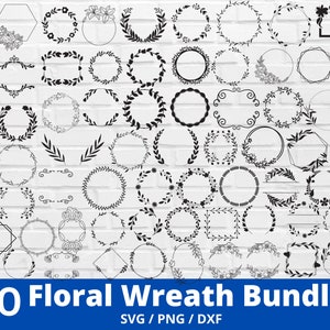 Kranz SVG Bundle, Blumenkranz SVG, Lorbeerkranz Rahmen SVG, Hochzeit Kranz SVG, Kranz Monogramm SVG Kreis Rahmen, Kreis SVG Bundle