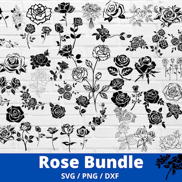 Rose SVG Bundle, Roses Svg Bundle, Rose Clipart Bundle, Rose Svg cut files for Cricut, Flowers Svg