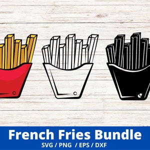 French Fries SVG Bundle, Fries Outline Cut File, French Fries Vector Files, Fast Food Clip Art