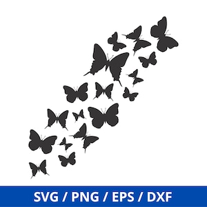 Papillons volants SVG, Papillons volants, Silhouette de papillon, Fichier de coupe de papillon, Téléchargement numérique, Cricut, Fichier de coupe de silhouette