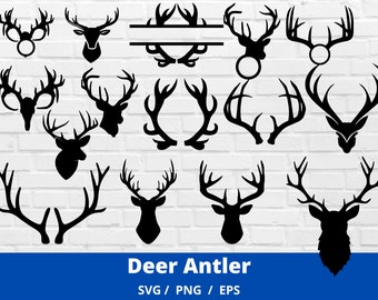 Hirsch & Geweih SVG Bundle, Hirsch SVG-Datei, Hirschgeweih Hörner, Geweih Vorlagendatei, digitaler Download