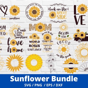 30 Sunflower svg bundle, Sunflower svg, half sunflower svg, sunflower monogram svg, sunflower quote svg, Cricut, Commercial use Cut files