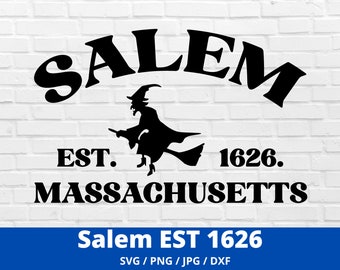 Salem Est.1626 Svg, Halloween Svg, Happy Halloween Png, Trick Or Treat, , Spooky Season, Halloween Witch Cipart, Witch's Broom,
