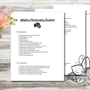 Editable Wedding Photography Checklist, Photographer Form, Printable ...