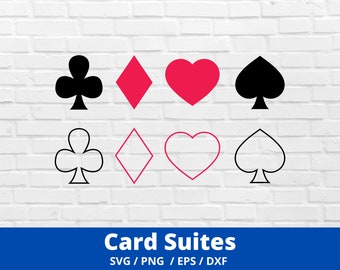 Card Suits SVG Bundle,Playing Card Suit,Spades,Diamonds,Hearts,Clubs,Cricut,Silhouette,Graphic,Vector,Commercial use