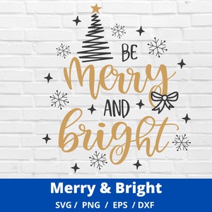 Merry and Bright SVG , Merry and Bright Clipart, Christmas Clipart, Christmas Cut File, Holiday Cut File,  Cricut, Silhouette