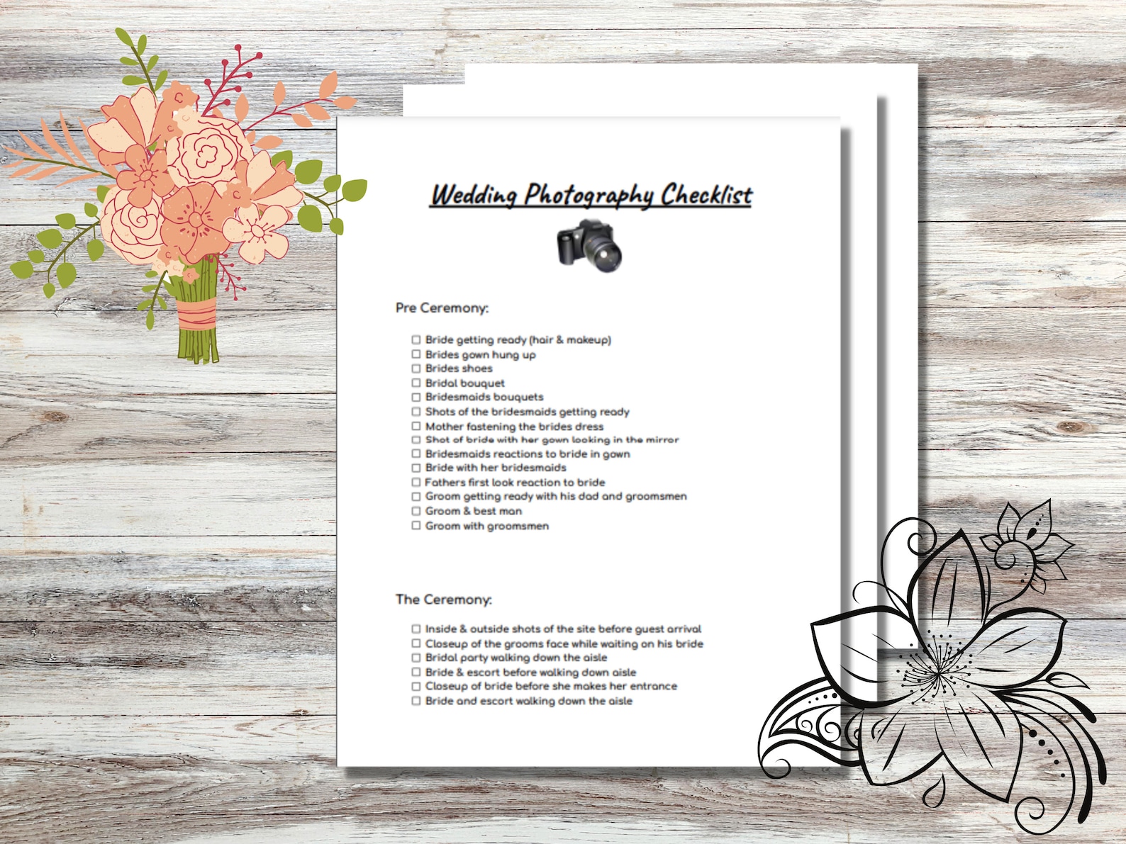 Editable Wedding Photography Checklist Photographer Form - Etsy