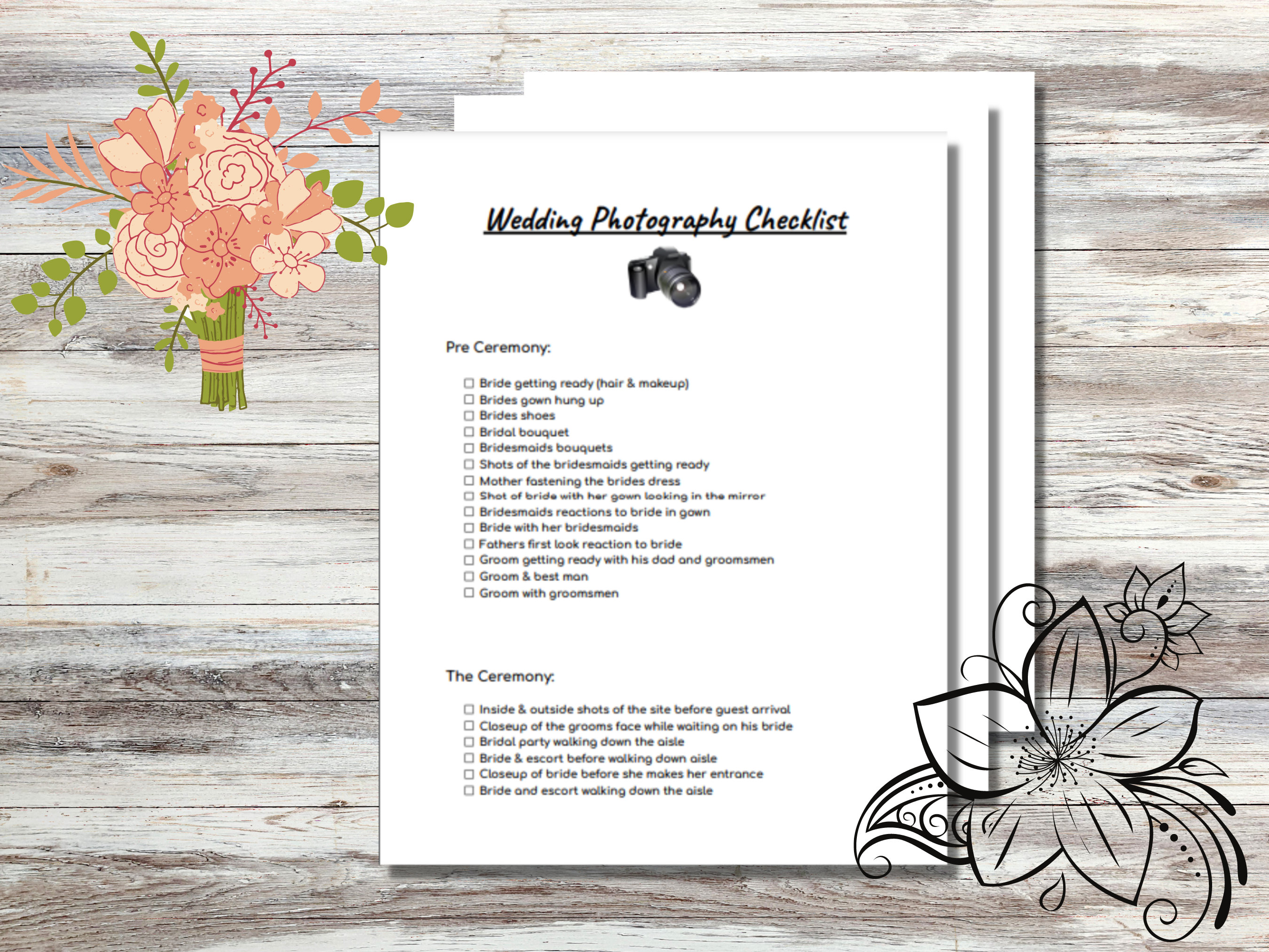 Editable Wedding Photography Checklist Photographer Form - Etsy