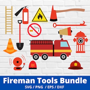 Simple Fire Truck SVG Bundle, Fire Engine Bundle, Tshirt, Anniversaire, Vinyle, Garçon, Pompier, DXF, EPS, Vecteur, Casque, Utilisation commerciale