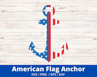 American Flag Anchor SVG, 4th of July Cut File, Nautical Anchor Vector Files, USA Anchor Vector, USA Flag Clip Art