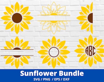 Sunflower svg Bundle, Sunflower svg, half sunflower svg, sunflower monogram svg, sunflower quote svg, Cricut, Commercial use Cut files