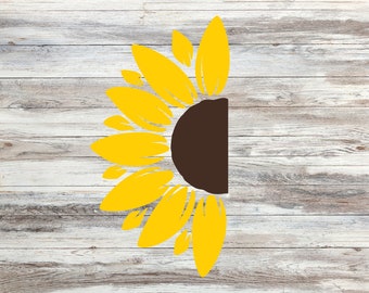 Sunflower SVG, Sunflower Monogram SVG, Monogram Svg, Half Sunflower Svg, Sunflower Svg Files, Cut file Cricut, Silhouette, Cameo, Vinyl