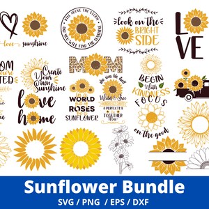 30 Sunflower Svg Bundle, Sunflower Svg, Half Sunflower Svg, Sunflower ...