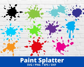 Paint Splatter SVG Bundle, Paint Splats Svg, Paint Svg, Clipart, Vector, Ink splatter, Paint streak blob, Cut File for Cricut, Silhouette