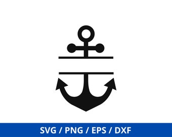 Anker Split Name Frame SVG, Split Anchor Rope SVG, Monogramm Anker SVG, Maritime Schnittdatei, Segelboot Anker, Silhouette, Cricut Dateien