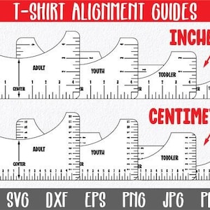 Ferramenta de alinhamento de camiseta svg, pacote imprimível de régua de camiseta SVG, ferramenta de alinhamento de camiseta, guia de colocação de camisa, ferramenta de alinhamento de camiseta DXF