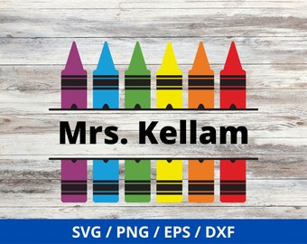 Crayon Monogram Svg, Crayon Split Monogram Svg, Teacher Monogram Svg, Crayon Svg, Crayon Set Svg, Crayon Cut File, Crayon Svg Design