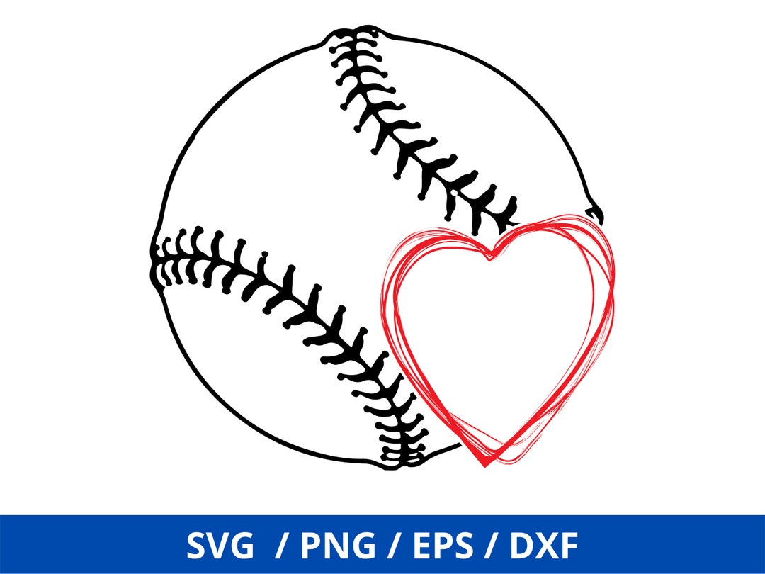 Baseball Svg Baseball With Heart Svg, Softball or Baseball Outline With ...