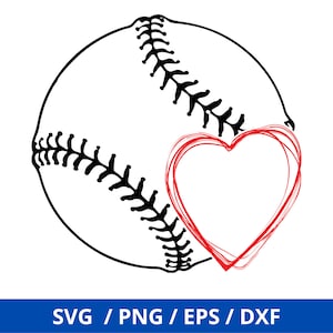 May include: A black and white baseball with a red heart in the center. The heart is outlined in black.