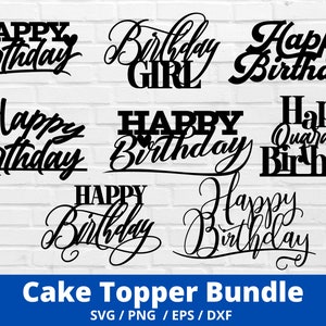 Happy Birthday Cake Topper SVG Bundle, Personalized, DXF, Birthday Party Svg,Custom Template, Circle, Cut, Name, Round, Cricut, Cameo, DIY