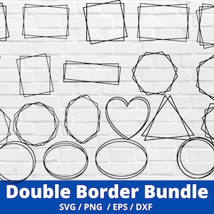 Double Frame SVG Bundel, Vierkante Frame Bundel, Dubbele Rand, Rechthoek, Cirkel Frame, Ovaal, Doodle, Cricut, Silhouet, Commercieel gebruik