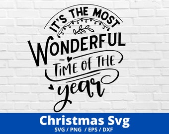 May include: Black and white text graphic design on a white brick background. The text reads "It's the most wonderful time of the year".