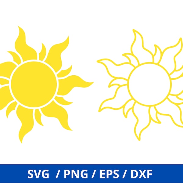 Soleil SVG, fichier coupé soleil, Clipart soleil, soleil Svg, Svg été, téléchargement numérique, Cricut, Silhouette, Glowforge