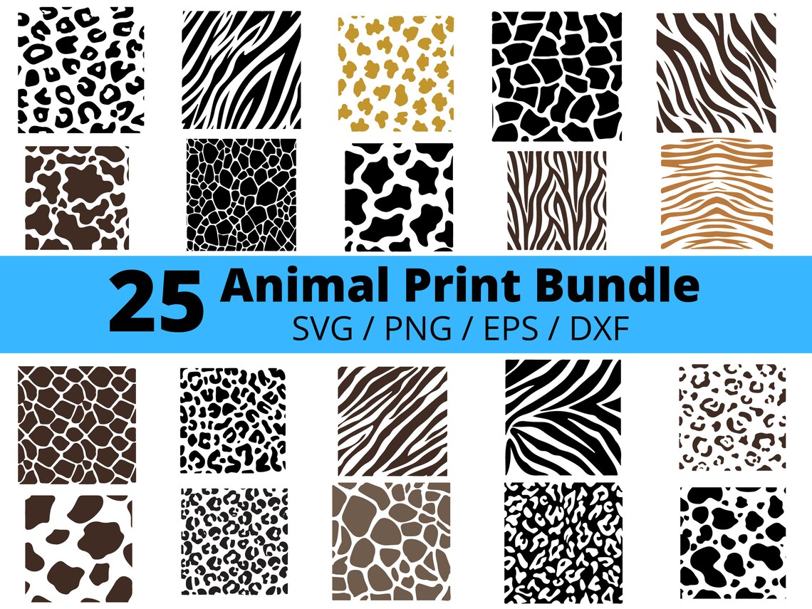 Animal Print Svg Bundle 25 Animal Prints Leopard Print Svg Etsy