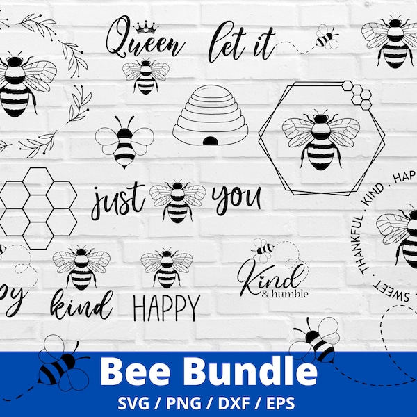 paquete de svg de abeja, miel de abeja svg, abeja reina svg, tipo de abeja svg, corona de abeja svg, marco de círculo svg, imágenes prediseñadas de abeja, panal svg, archivo de corte de abeja, pastel