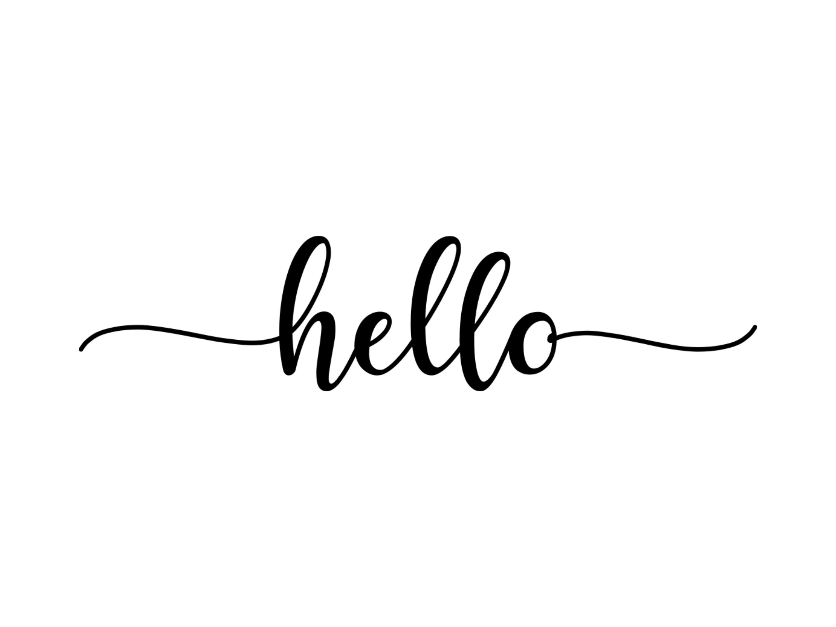 Hello SVG, Hello PNG, Hellow DXF , Hello Cut File, Hand Lettered Hello,  Calligraphy Hello, Hello Clipart