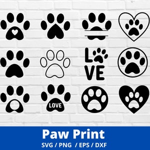 Paw prints SVG, Animal print svg, Dog paw Svg, Cat paw, Pet, Bear paw, Animal, Silhouet, PNG, DXF, Commercieel gebruik, Cricut, Digitaal